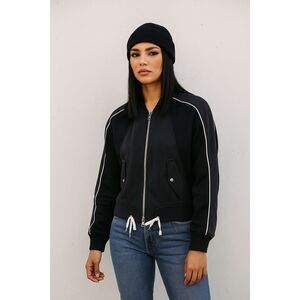 Comme Ca Ism Contemporary Mesh Mixed Media Details Bomber Jacket in Black M